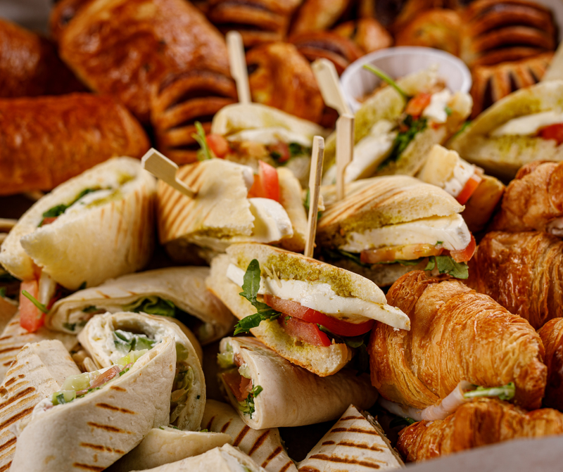 Sandwich, wrap and pastry platter for corporate catering