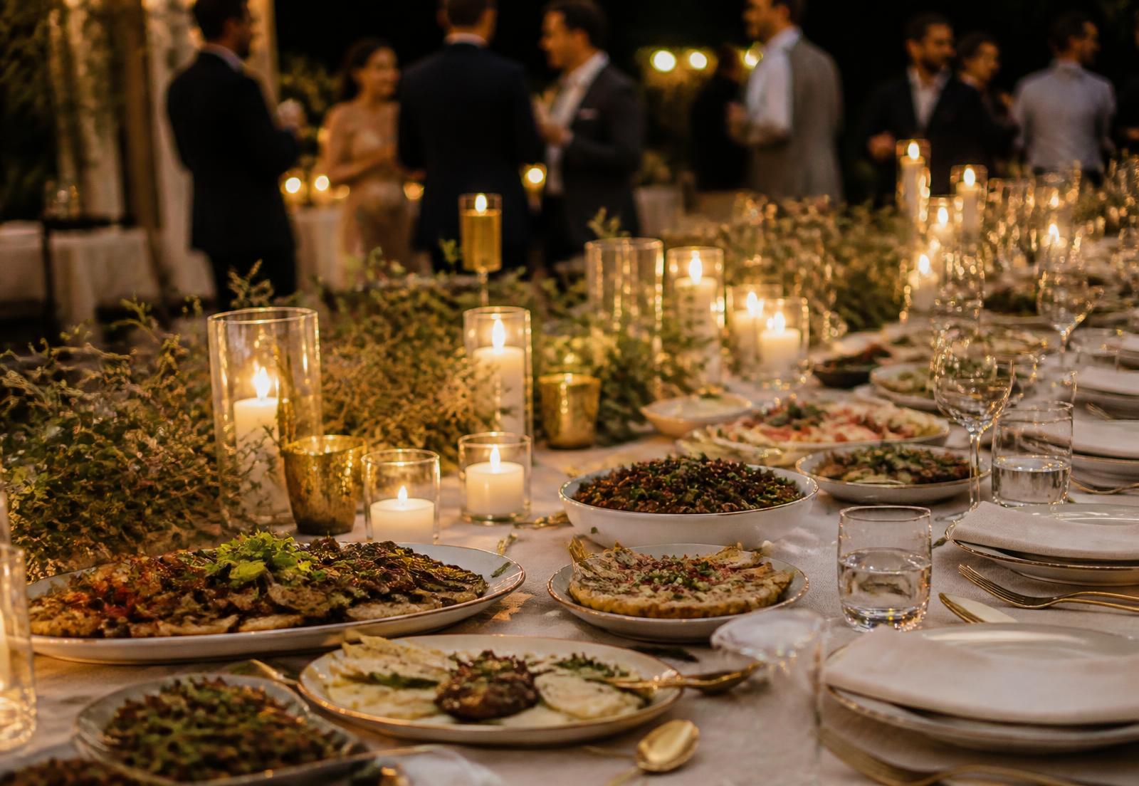 Elegant catered banquet table with candlelight at a Dallas–Fort Worth event
